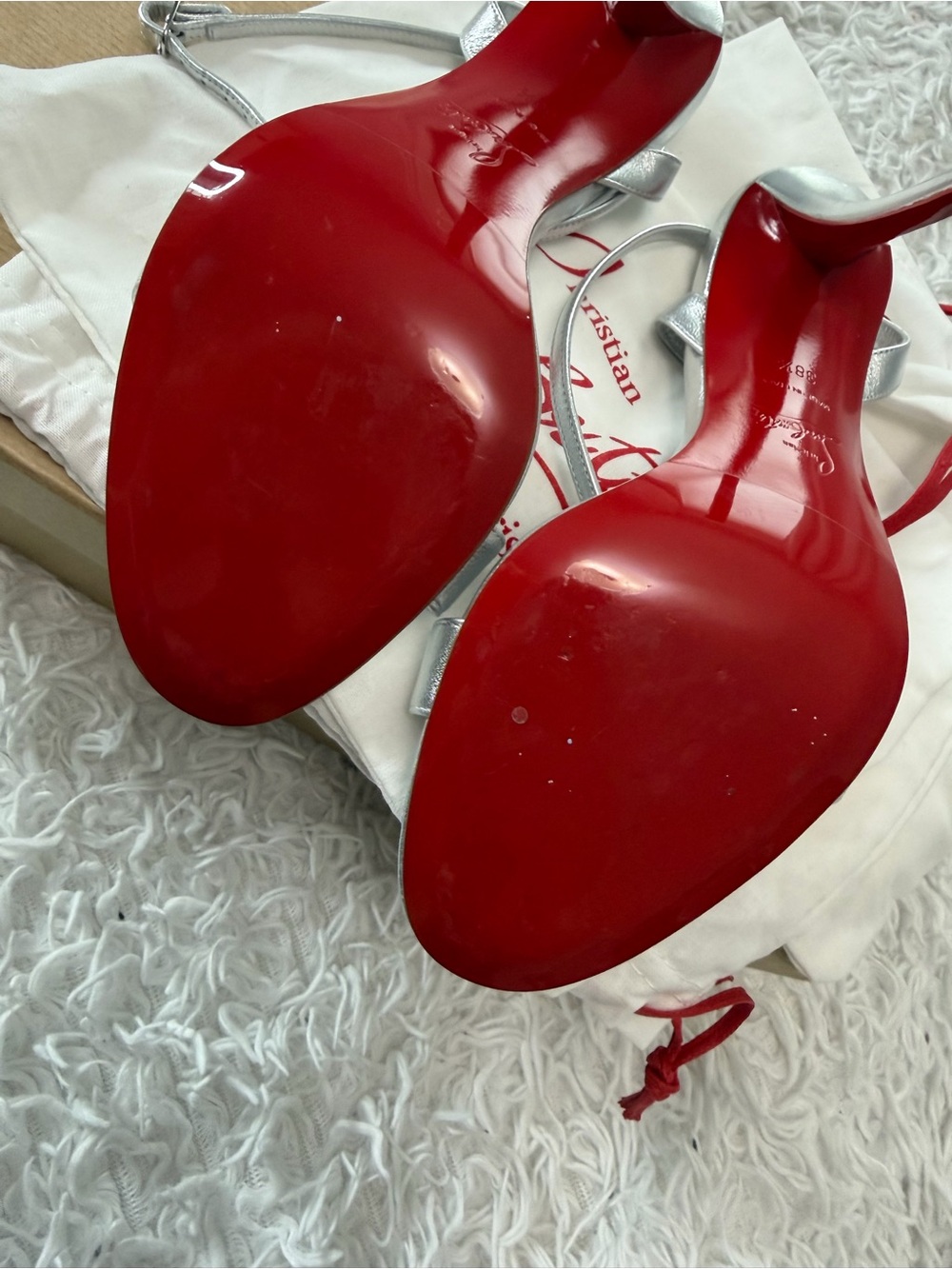 Christian Louboutin "Miss Z" sandals in metallic silver leather - Picture 12 of 15